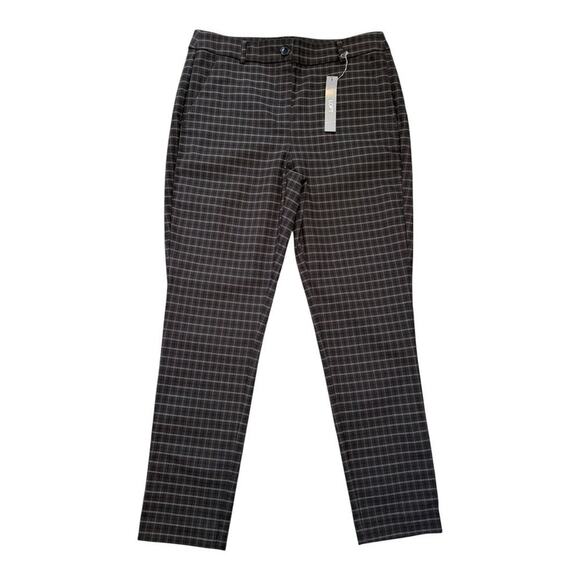NEW‎ LOFT Women’s Size 8 Brown Plaid Skinny Ankle Pants NWT - Picture 1 of 7